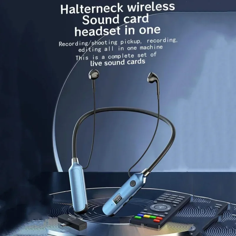 سماعة بلوتوث 2.4G بث مباشر سماعات الكاريوكي المدمج في كارت الصوت سماعات لاسلكية الكل في واحد سماعات الأذن إلغاء الضوضاء