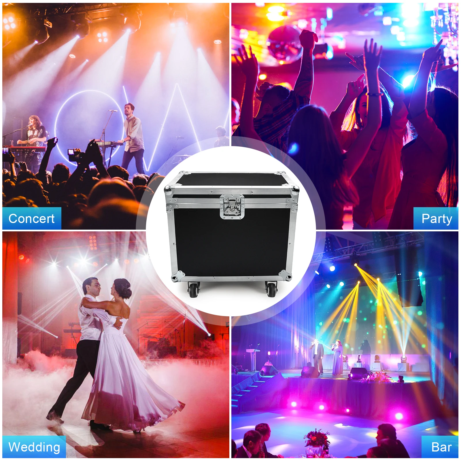 Datewink Flight Case Flycase Gator Cases For（2）150W LED Beam Moving Head Light DJ Disco Stage Lighting Equipment Airline Case