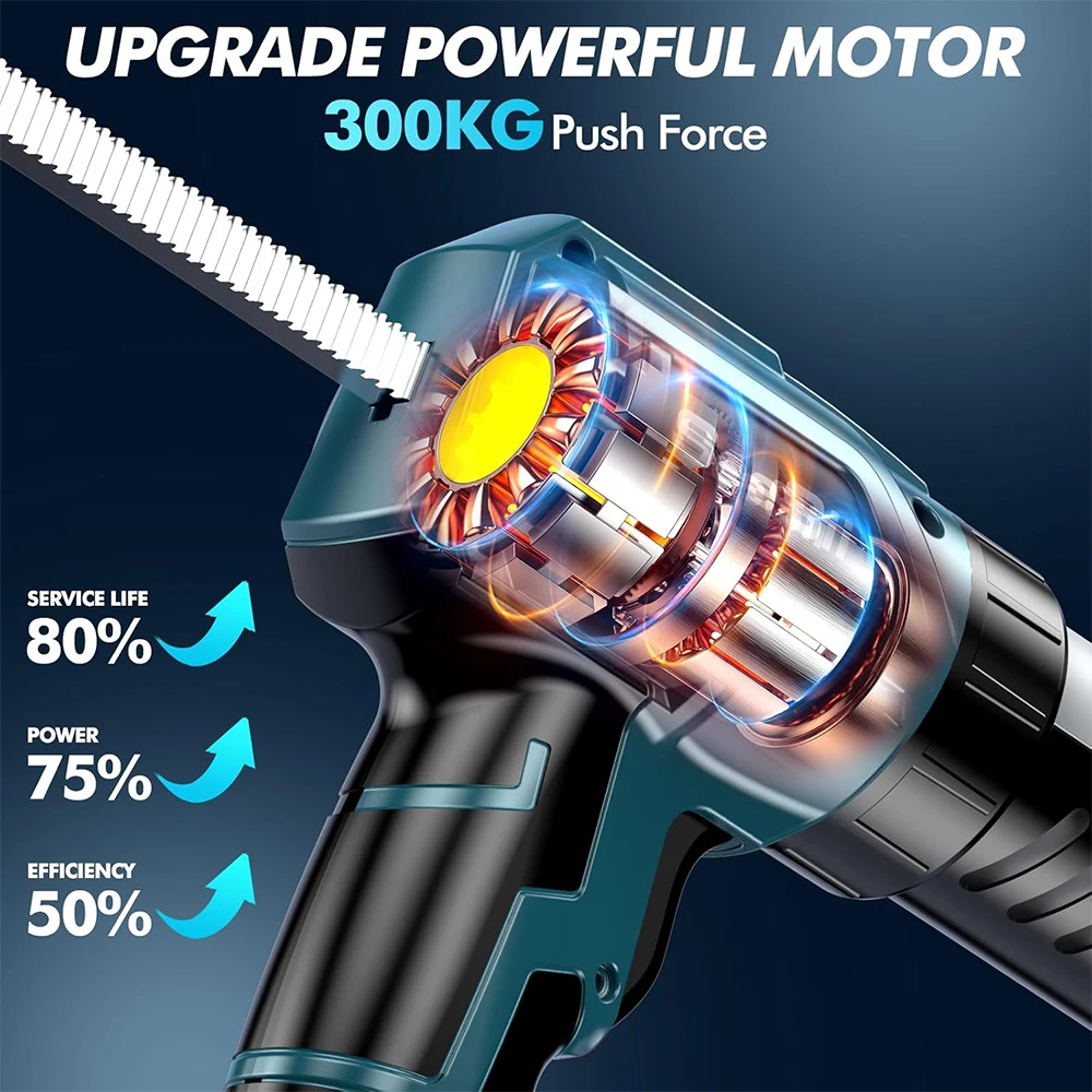 Cordless Caulking Gun for Makita 20V Battery 4 Gear Adjustable Speed Glass Adhesive Glass Glue Gun with LED Light (No Battery)