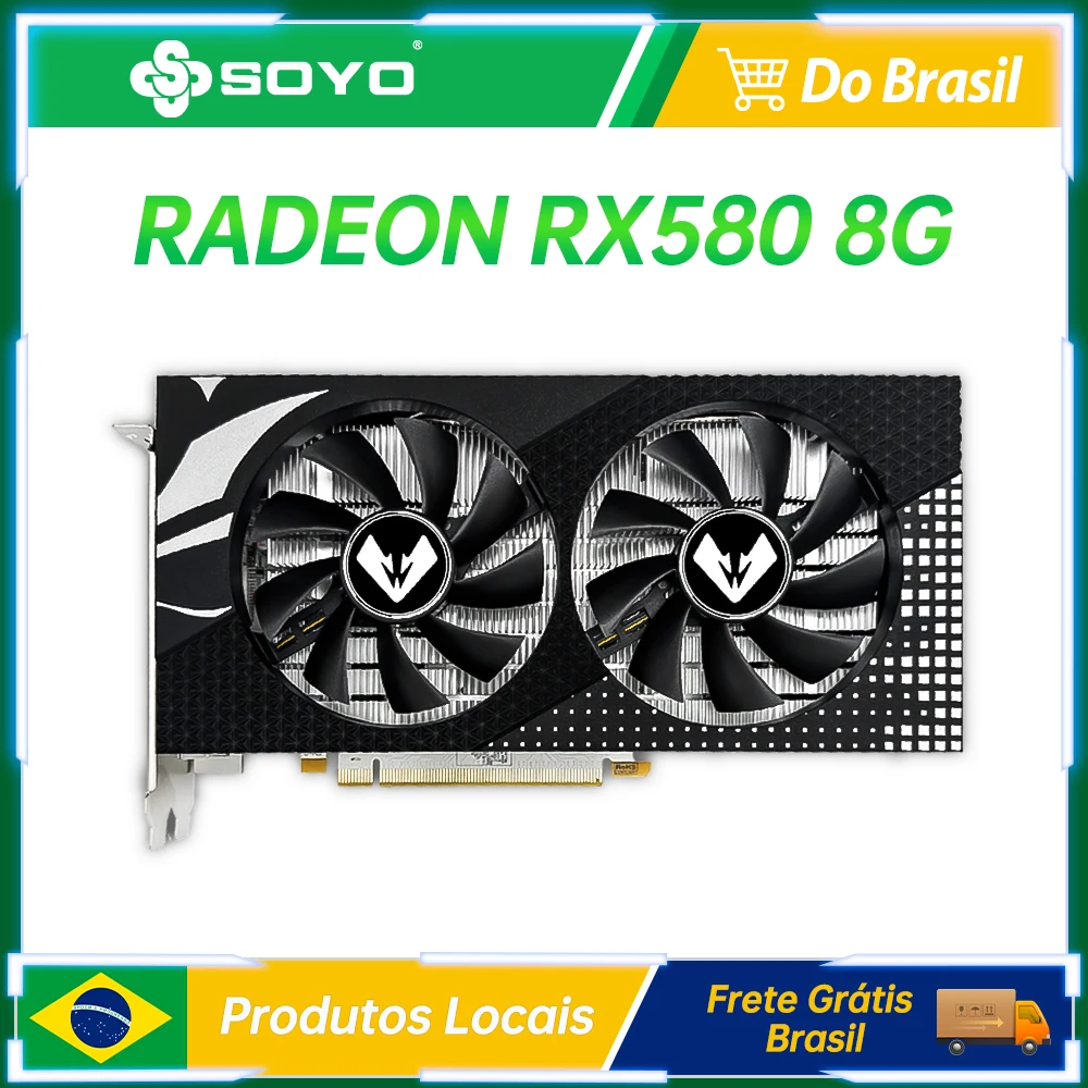 

Видеокарта SOYO RX580 8 ГБ, графический процессор GDDR5 HD DP DVI PCIE 3,0 × 16, поддержка игрового настольного компьютера, видеокарта placa de video