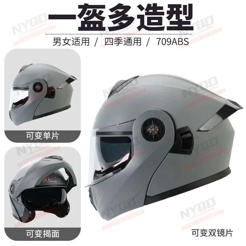 Motorcycle Helmets for Men and Women, All Season Open Face Helmets with Built-in Sun Visors, Winter Motorcycle Helmets