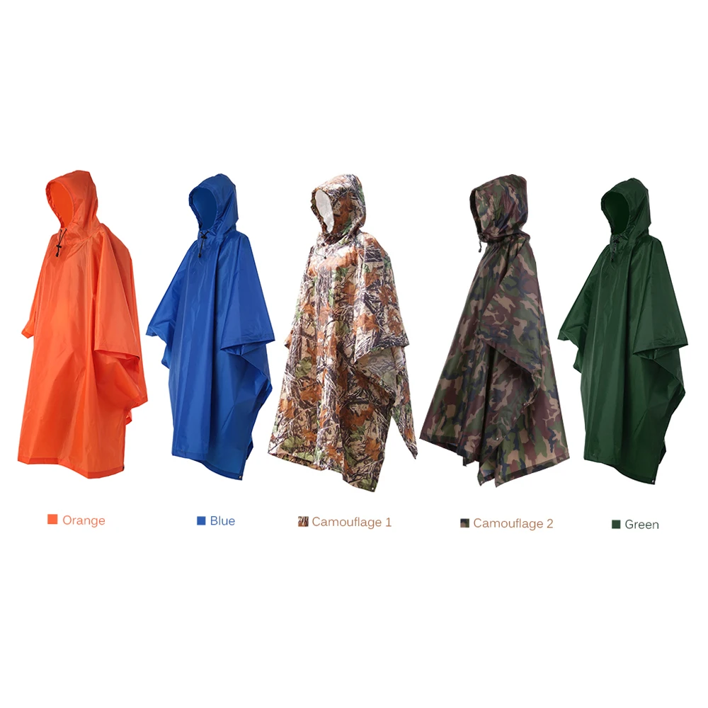 Multifunctional Lightweight Raincoat with Hood Hiking Cycle Rain Cover Poncho Rain Coat Outdoor Camping Tent Mat