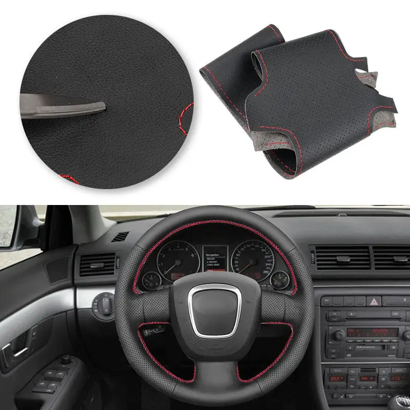 Car Interior Steering Wheel Microfiber Leather Cover Protective Trim For Audi A3 8P Sportback A4 B7 Avant A6 C6 S4 Seat Exeo