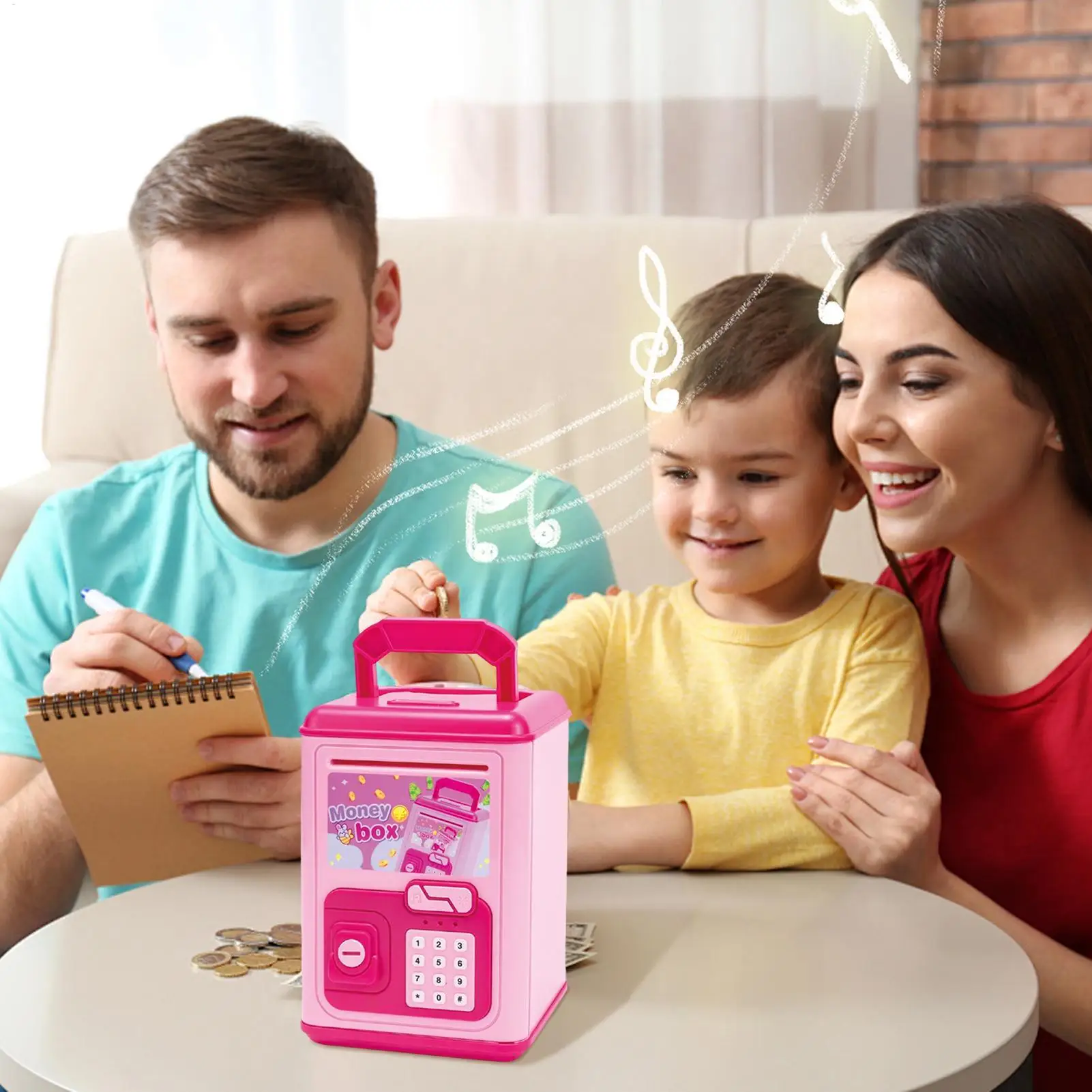 Banque d'argent pour enfants, étui de changement électronique, banque d'argent musicale amusante pour enfants de 5 à 10 ans, étudiants, noël, anniversaire, pâques