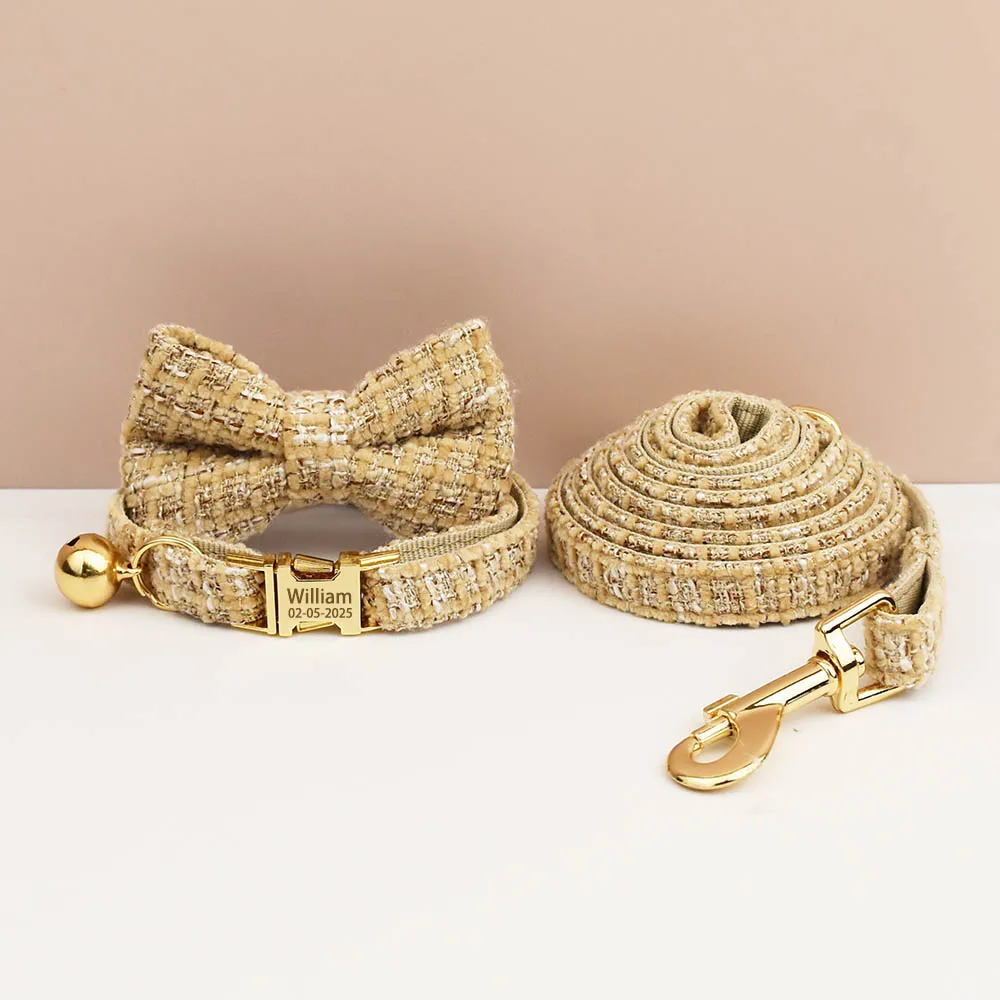 Personalisiertes Katzenhalsband- und Leine-Set aus Metallbeschlägen mit Glockengravur-ID-Tag für Haustierzubehör für Kätzchen – Detail 12