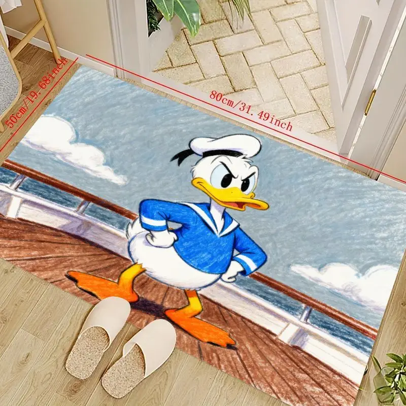 

1 шт., напольный коврик Disney Donald Duck Grumpy Sailor с анимированным персонажем, нескользящий коврик в стиле аниме с героями мультфильмов, мягкий декоративный ковер