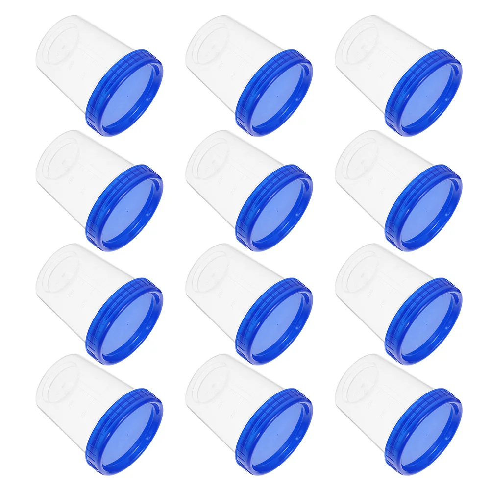 

20 Pcs Measuring Cups Liquid Bottle with Lids Blue Disposable Specimen Measurement Travel