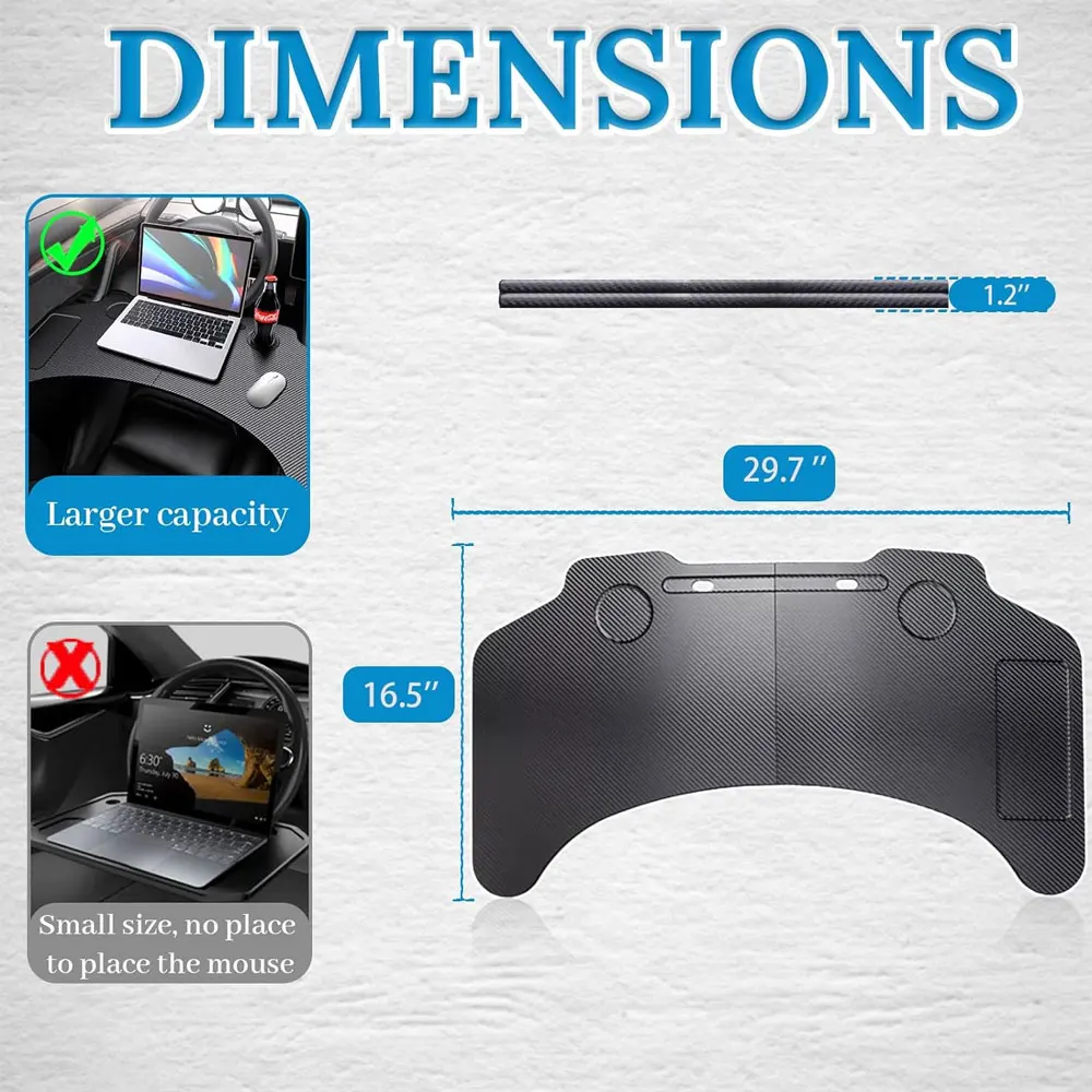 Per Tesla Modello 3 Y Pieghevole Multifunzione Scrivania per auto Vassoio per alimenti portatile Scrivania per laptop per auto Vassoio in fibra di