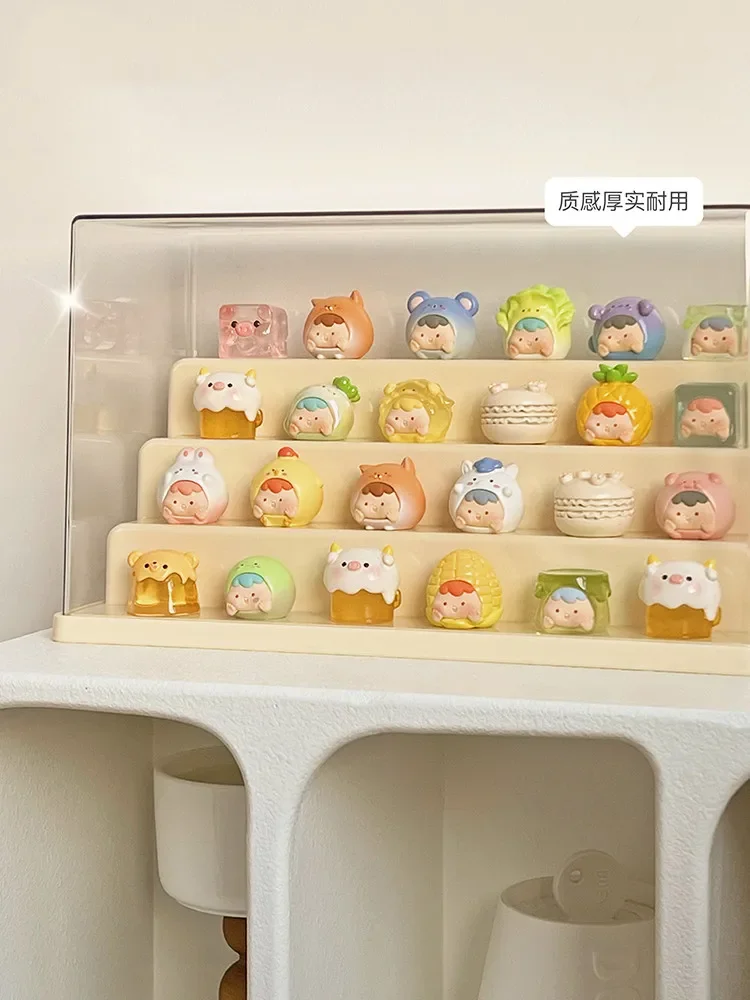 Blind Box Display Rack for Pop Bean Dustproof Acrylic Little Action Figures Storage Box Transparent Display Box for Popmart
