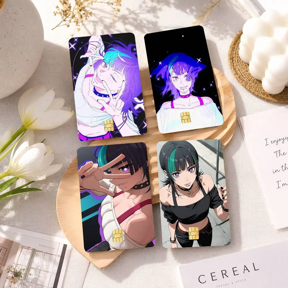 K-Kirara Hoshi J-Jujutsu 4pcs 1Set Laser Holographic Sticker Skin Cover for Credit Bank Debit Card