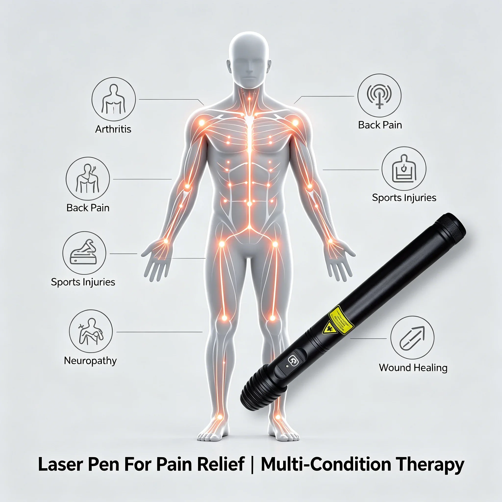 Toponechoice Cold Light Laser Therapy Pen LLLT Device for Chronic Pain Management Nerve Regeneration Neuroprotection Home Care