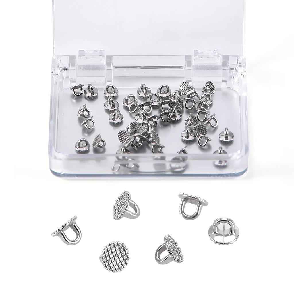 50 Stück/Box AZDENT Dental-Kieferorthopädische Lingual-Knöpfe mit Loch, klebbare runde Basis, Zahnmedizinmaterial aus Edelstahl – Detail 9