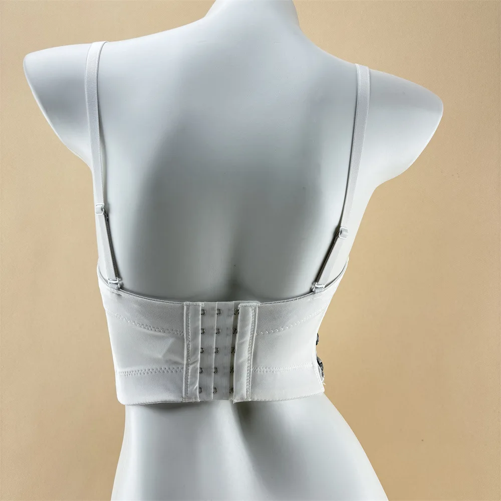 Fish Scale Flake Chain Fishbone Corset Women Nightclub Spice Girl Bustier Tops Hand Sewn Fixed Cups Beauty Back Bra