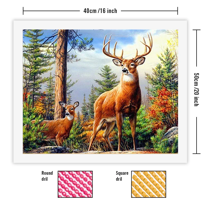 RUOPOTY 5D Diamond Painting Deer Full Square Round Drill Diamond Embroidery Animal Diamond Mosaic Cross Stitch Handmade Gift