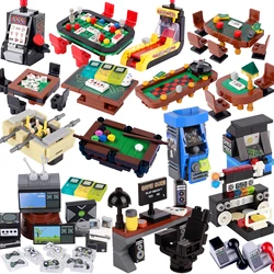 MOC City Poker Table Slots Ski Ball Game Machine Console Building BlocksComputer Bricks Toys Boys Gift