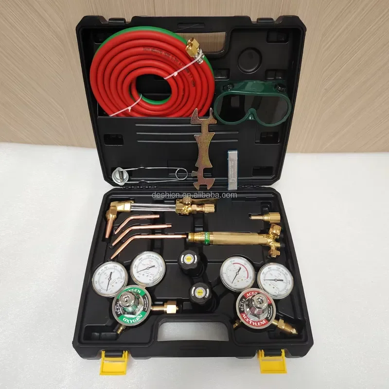 DECC 6290 Acetylene Torch Kit Cutting Welding Kit Portable Oxy Brazing with Check Valves, CGA540 and CGA510