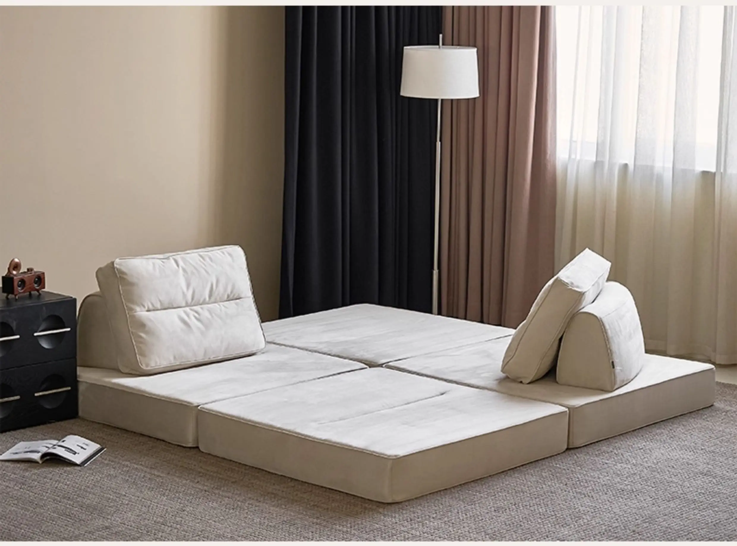 Sofa tofu block Nordic living room small apartment module movable combination sofa bed