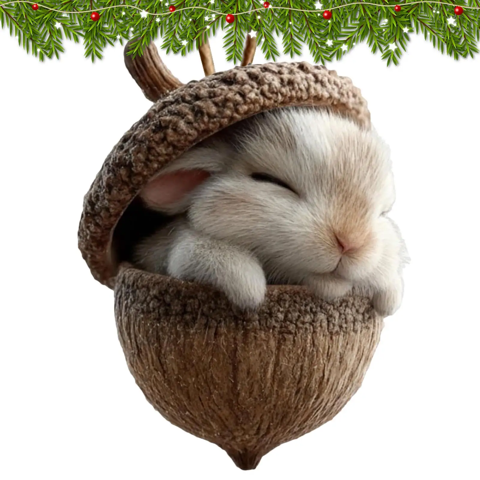 Adornos de animales para árbol de Navidad, vacaciones, resina, bellota 3D, bonito colgante, decoración de árbol de Navidad para interior y exterior, pared de salón