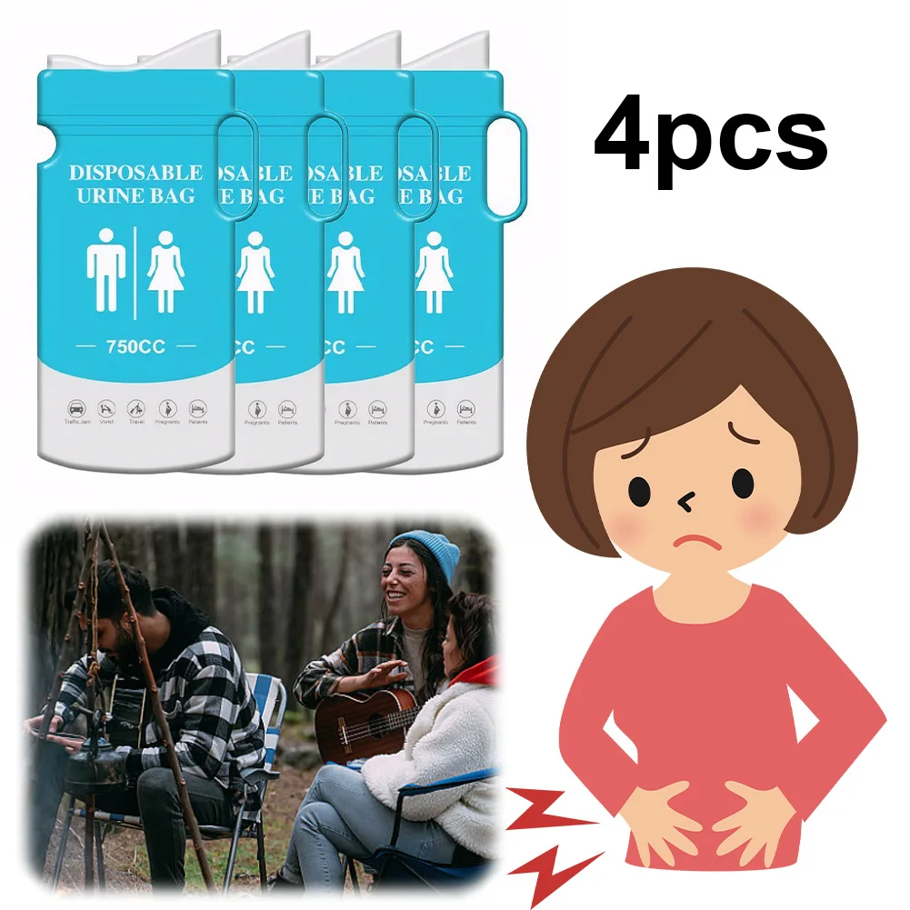 

4Pcs 750ml Disposable Urine Bag Outdoor Emergency Urinate Bags with Handle Portable Urinal Bag Leakproof for Pregnant Patient