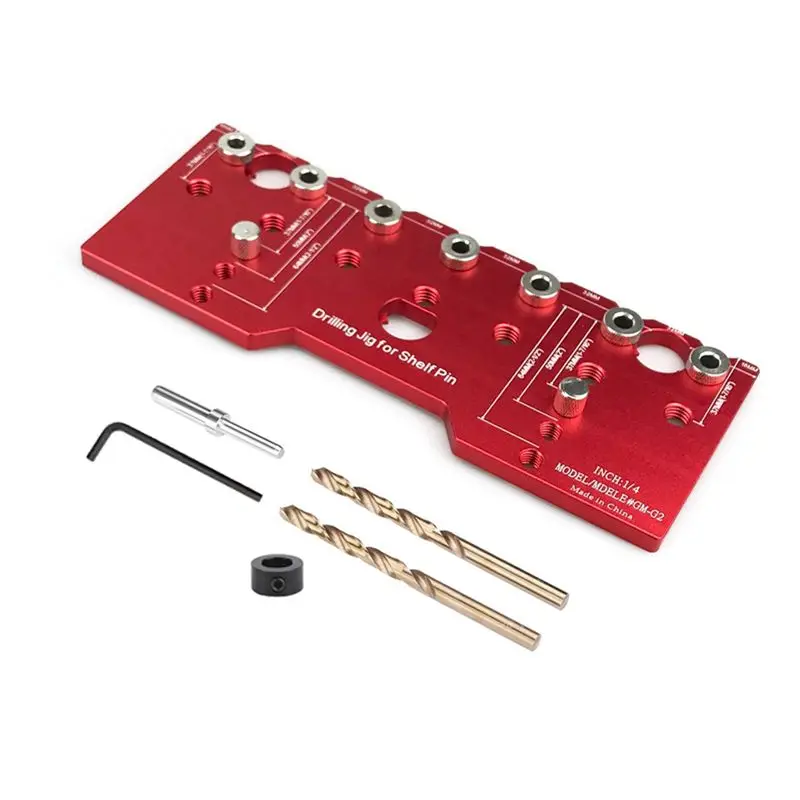 B84B-Shelf Pin Jig 32Mm Spacing Aluminum Alloy Shelf Pin Drilling Guide Precise Straight Hole Cabinet Mounting Template
