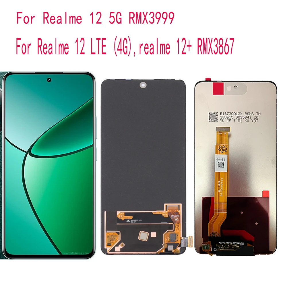 120HZ AMOLED Display Touch Screen Digitizer Assembly For Realme 12+ RMX3867 RMX3999