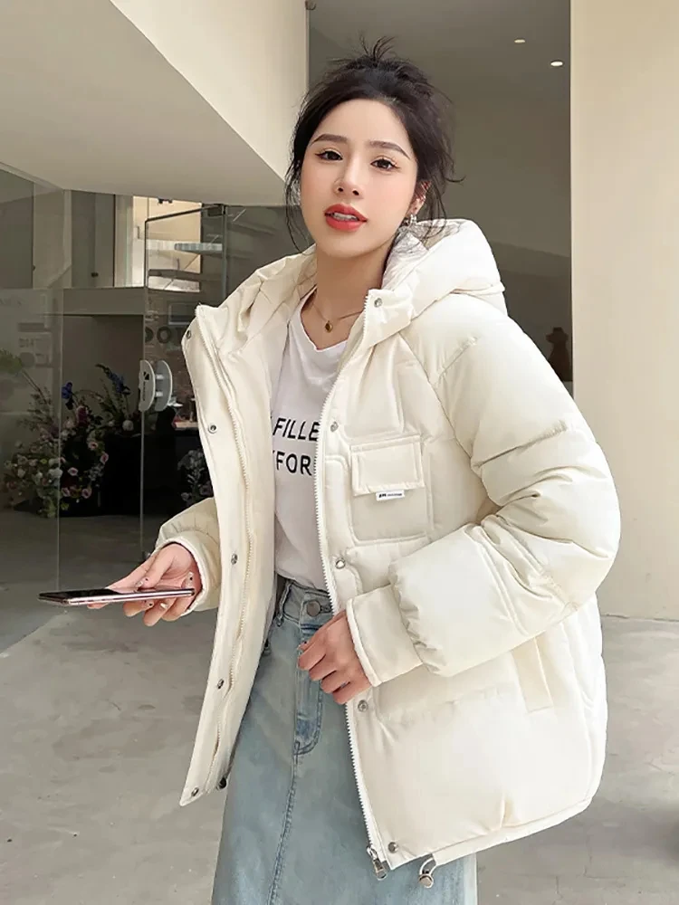 2023 Women Winter Puffer Jacket Hooded Parka Female Thicken Down Cotton Coat Korean Loose Ladies Warm Short Outwear