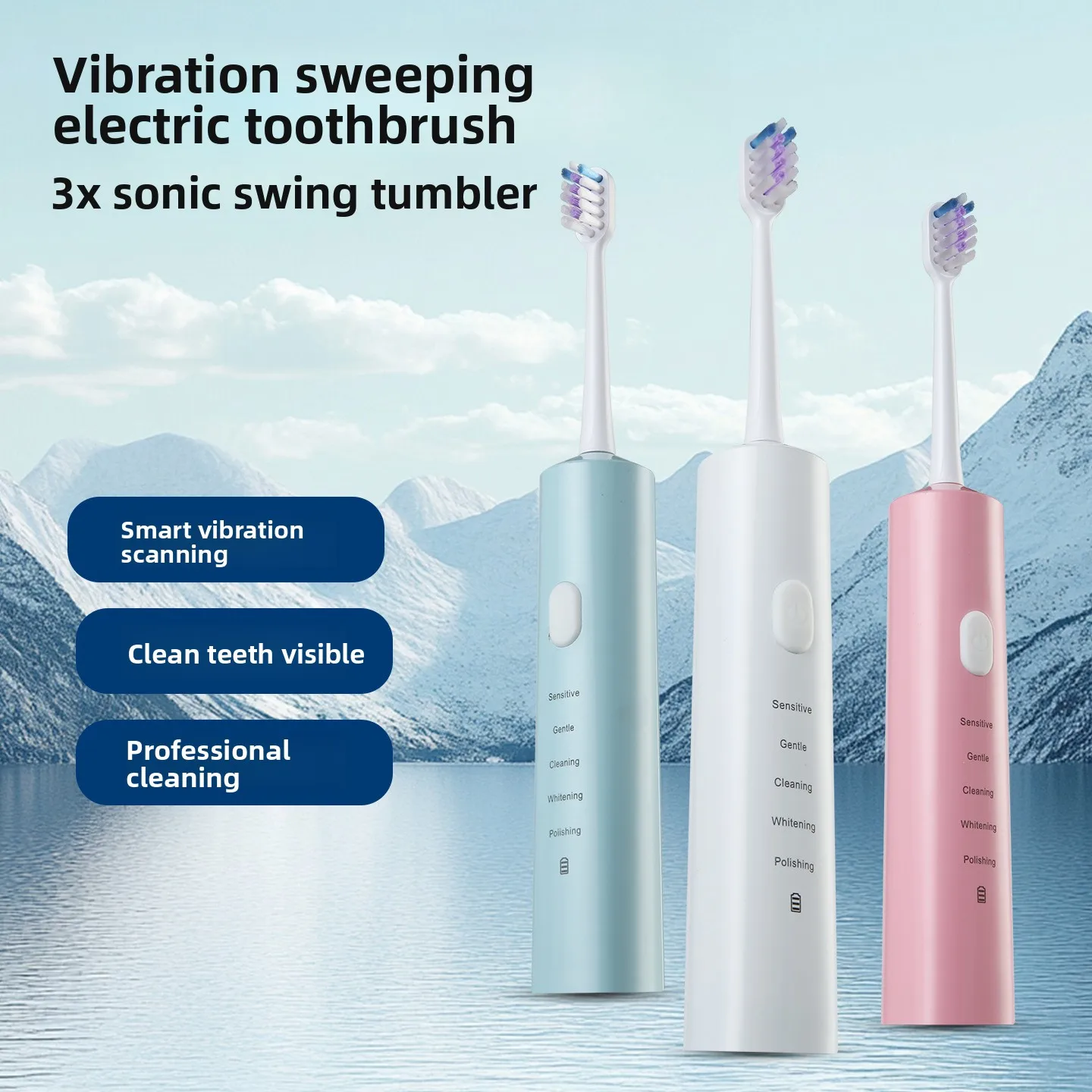 

Smart Teeth Cleaning Soft-bristled Sweeping Portable Waterproof Electric Toothbrush for Adults and Children