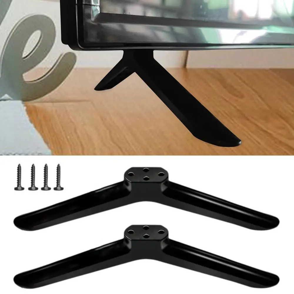 Universal TV Base Stand Legs With Screws With Non-slip Pads Television Tabletop Foot Black TV Stand Leg Base Bracket Living Room
