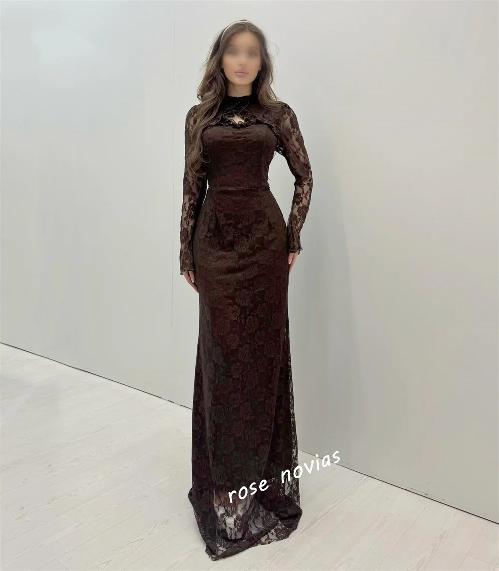 Vestidos largos clásicos de manga larga de encaje fruncido exquisito personalizado vestido de noche Formal ocasión a medida fiesta de boda