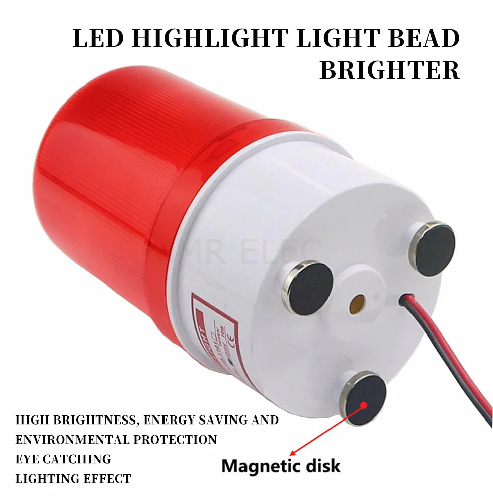 New LED strobe Alarm Lamp light siren 12V, 24V, 110V, 220V rotating warning light, strong magnetic base installation alarm 1101