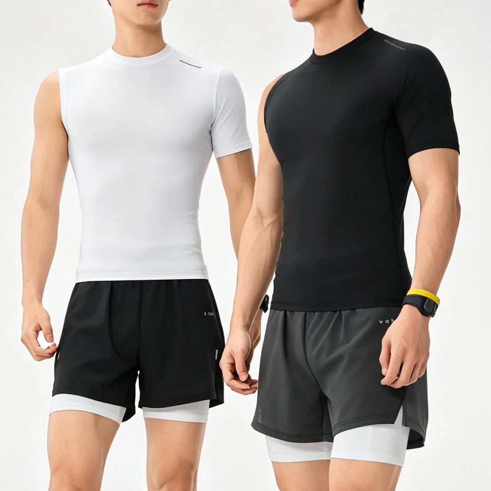 Men Asymmetrical Compression Shirt Single Sleeve Quick Dry Gym Fitness Workout Top High Elastic Running Training Muscle Tights