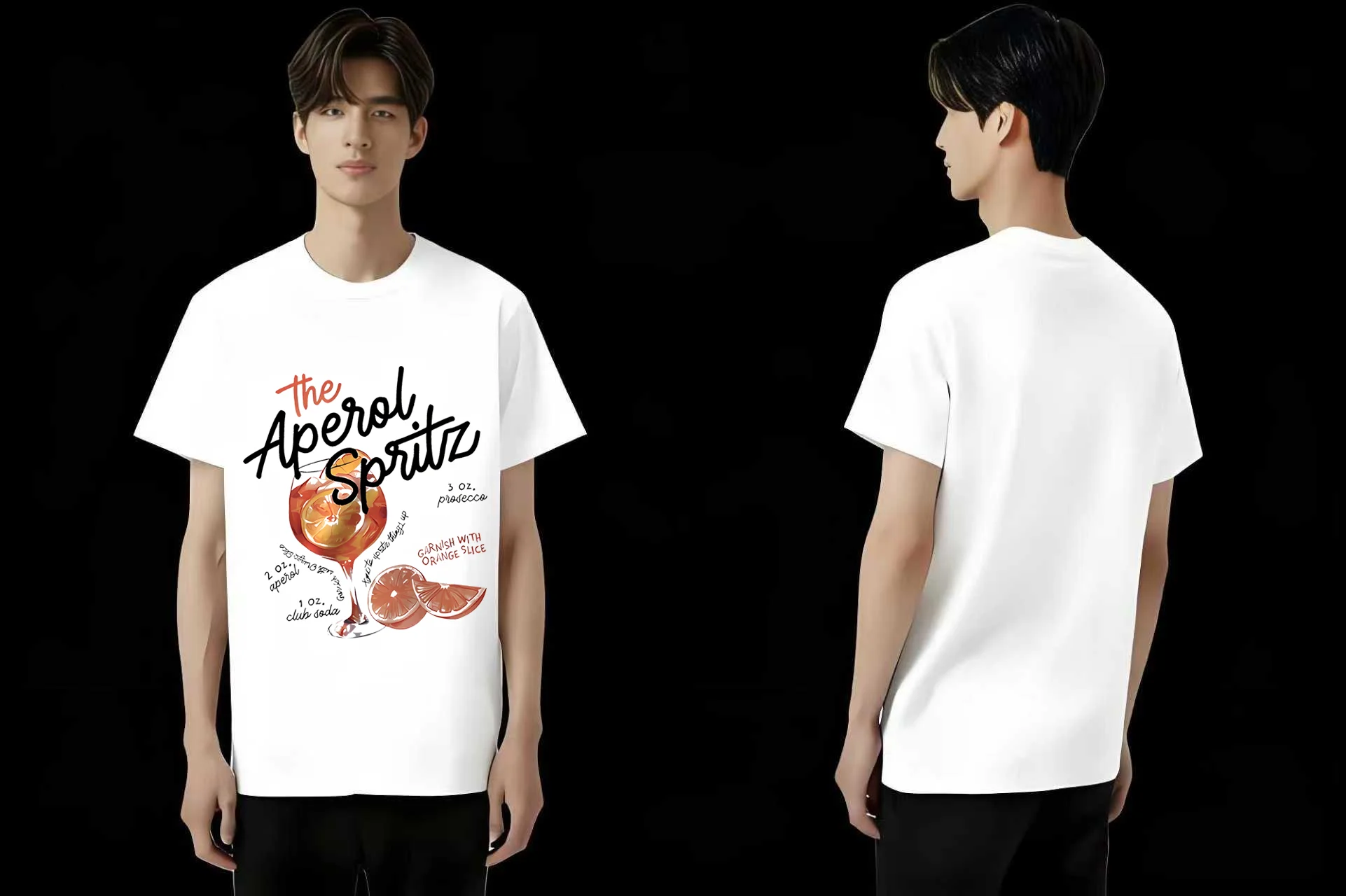 

2025 New Aperol Spritz Print Short Sleeve Tshirt Unisex Casual Tee Men Women Fashion Top Black White Orange