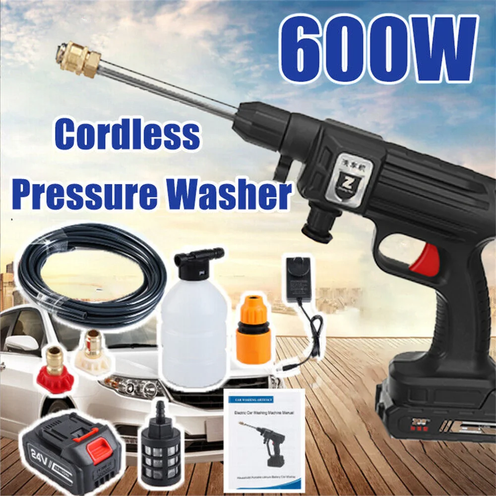 1500W 70Bar Cordless High Pressure Car Washer Rechargeable Car Wash Gun Electric Water Gun Foam Machine for Makit 18V Battery