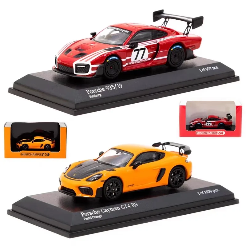 

Модель из сплава 1:64 Porsche Cayman GT4 No. 77 935, детская коллекция декоративных игрушек, праздничные подарки для детей.