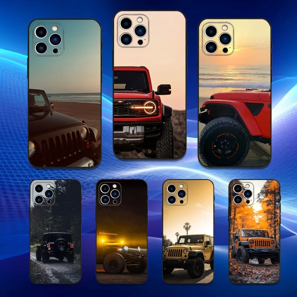 

J-Jeeps OFF R-Road S-SUV Phone Case For iPhone 16,15,14,13,12,11 Plus,Pro Max,XS,X,XR,SE,Mini,8,7,Soft Silicone Black Cover