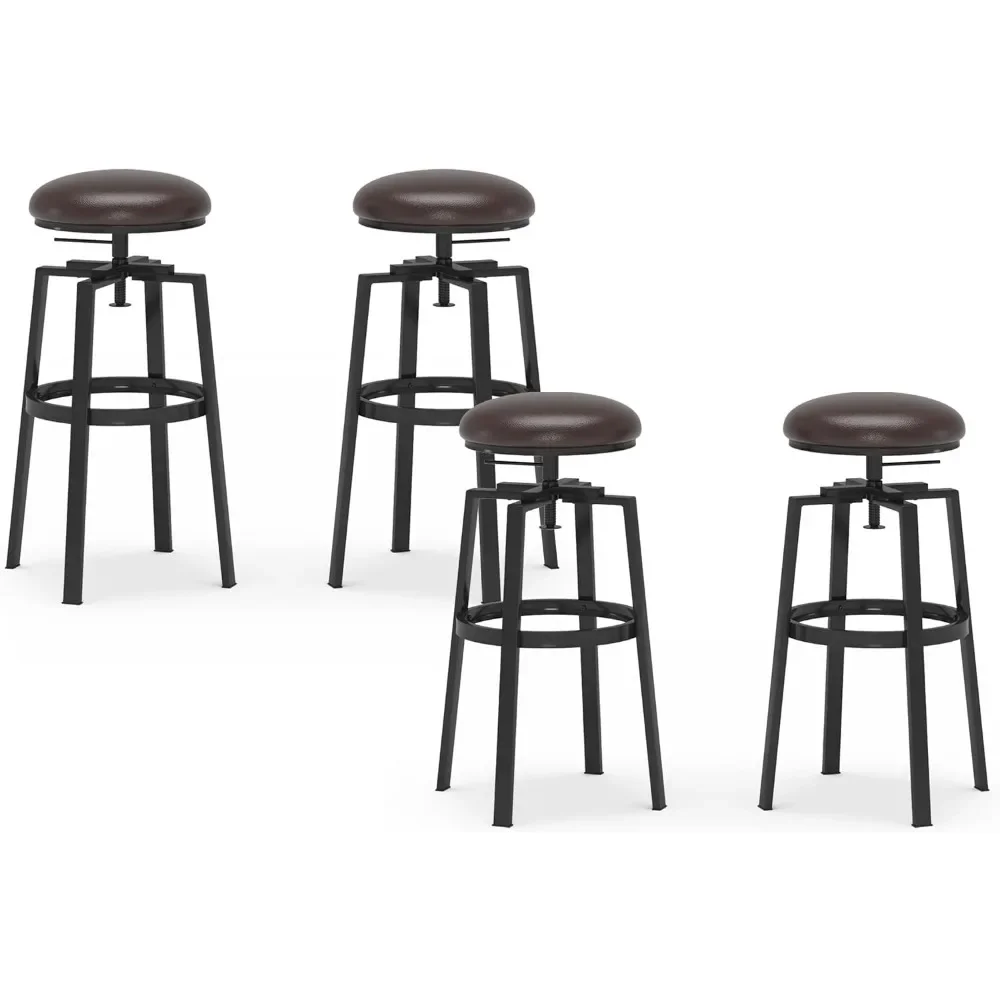 bar chair, Vintage Counter Height Bar Stools, Rustic Swivel Leather Bar Stools, Kitchen Counter Height Adjustable Stool