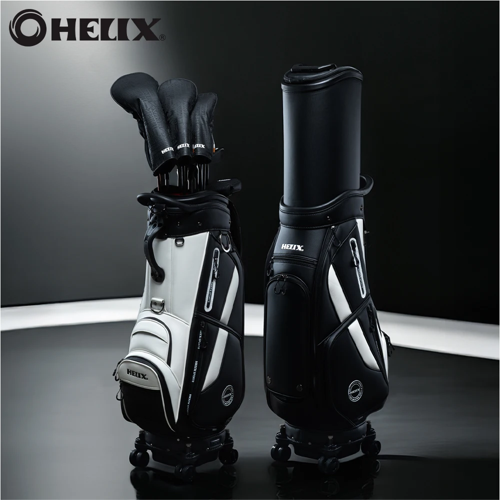 

HELIX Golf Bag with Wheels and Retractable Top Cover for Traveling, Easy Carry Handle 6 Way Full Length Divider