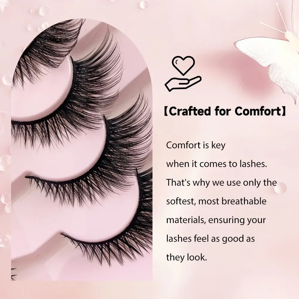 7 Pairs Simulation Eye Eyelashes Eye Tail Lengthening Wispy Diagonal Fly Fake Lashes Reusable Curled Fluffy 3D Faux Mink Lashes