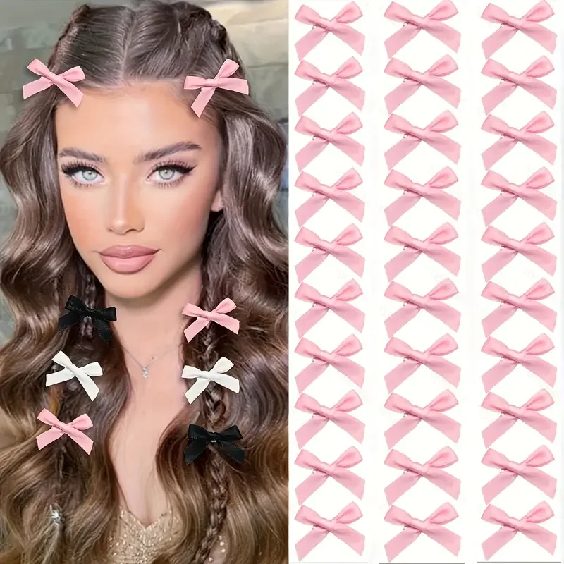 30-teiliges Haarspangen-Set mit Mini-Schleife im Y2K-Stil – süße und süße Haarspange mit Anti-Rutsch-Band, geeignet für alle Frisuren – Detail 4