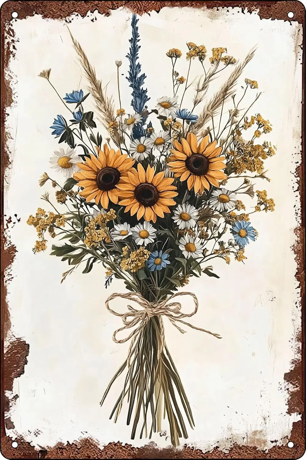 A Bouquet Flowers Vintage Metal Tin Signs Retro Wall Decor for Home Living Room Living Room Bedroom Greenhouse Garden Yard  sign