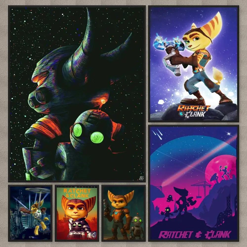 R-Ratchet N Clank Cartoon Poster Modern  Wall Art Aesthetic Minimalist Bedroom Decor Cafe Home Gift PP