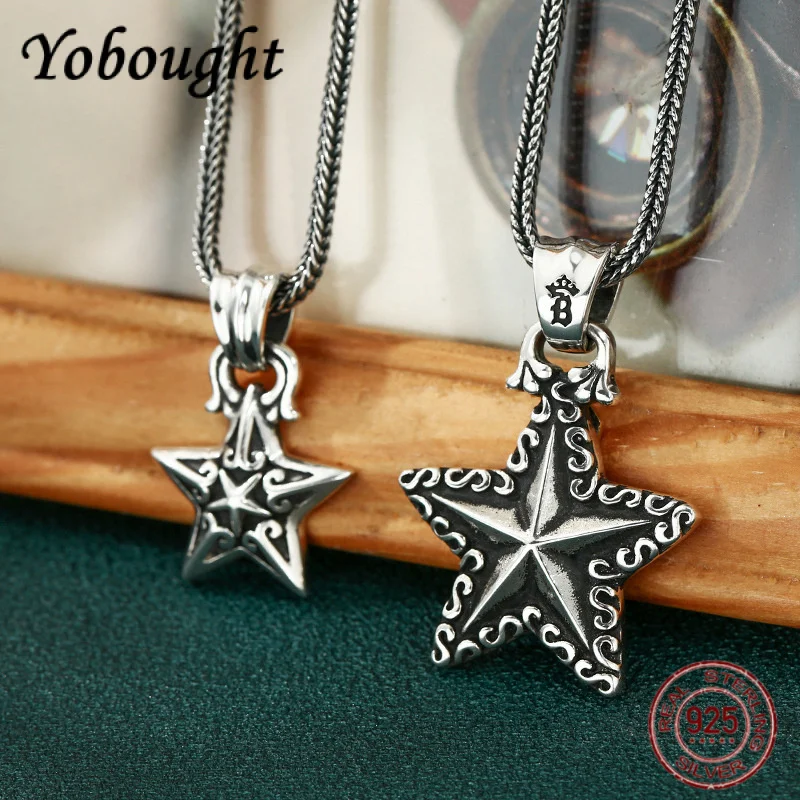 

Настоящее серебро 925 пробы, персонализированный пятизвездочный кулон с черепом, ретро тайские серебряные украшения в стиле панк для мужчин и женщин