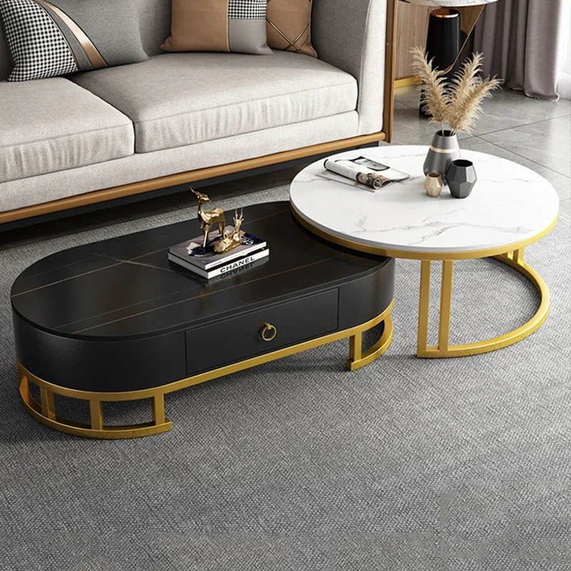 

Luxury Coffee Table Living Room Nesting Modern Coffee Table Round Extendable Art Sofa Mesas De Comedor Auxiliary Furniture