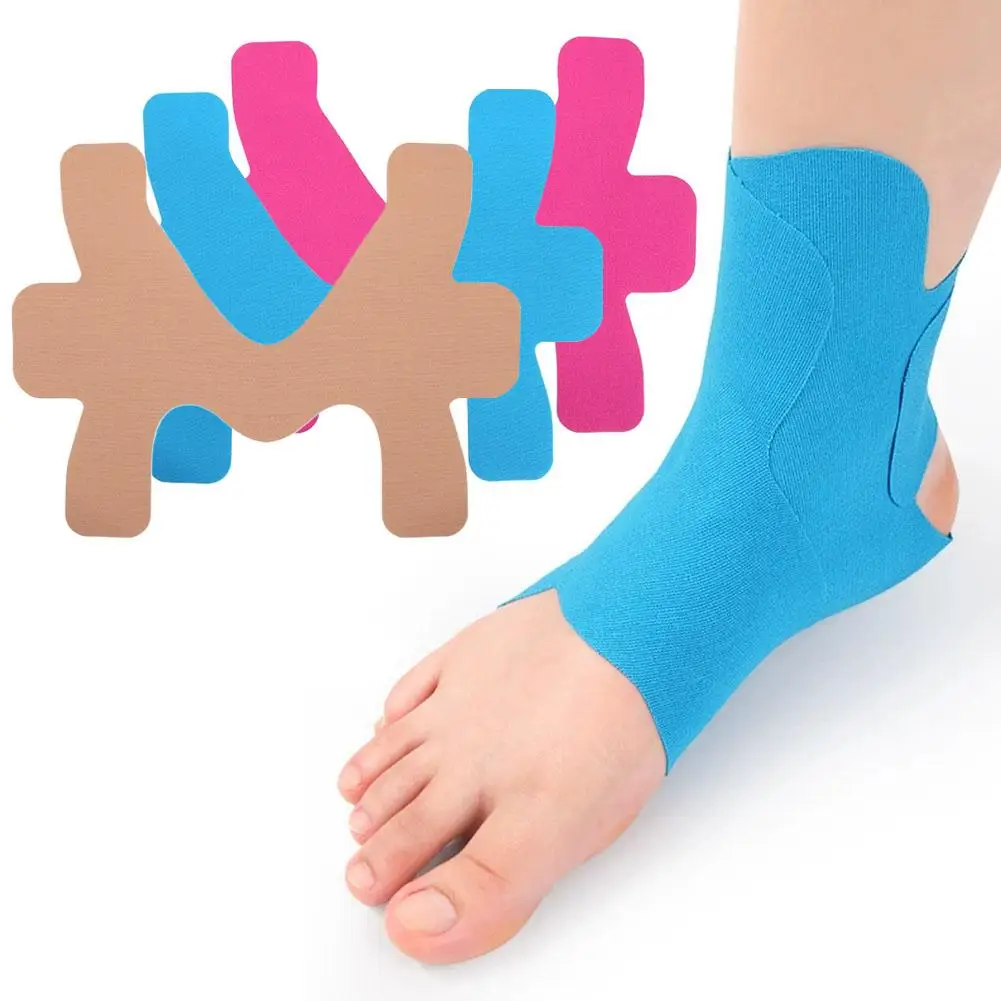 Pre Cut Kinesiology Ankle Tape Cotton Elastic Athletic Support Patch With Hot Melt Adhesive For Running And Gym Workouts