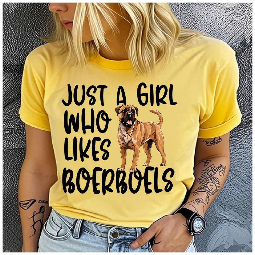 Cotton 100% Boerboels Slogan Print T Shirt Women Just A Girl Who Loves Boerboels Dog Owner Casual Basic Top