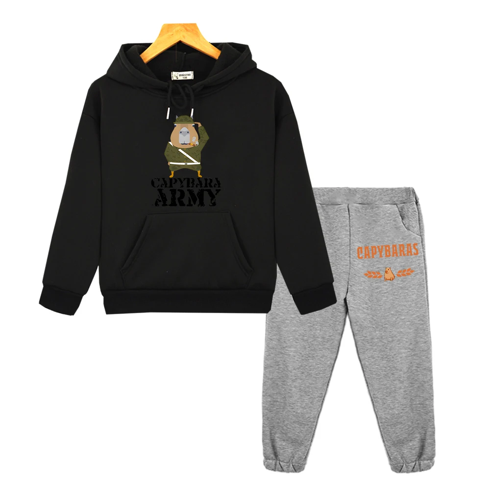 

Capybara Hooded Sets anime hoodie boys girl clothes Fleece Sweatshirt y2k sudadera Autumn Pullover Jacket kids boutique clothes