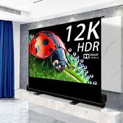 Universal Portable Floor Standing Pull Up Projection Screen 16:9 4:3 16:10 Full Screen for Normal UST Projectors 4K 3D Supported