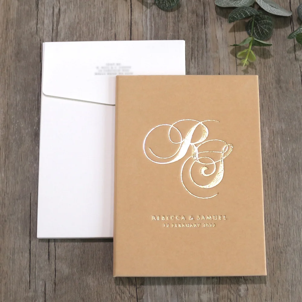 100Pcs Personalized Luxury Wedding Card One Color Foiling Velvet Hardcover Party Invitation With 3D Envelope RSVP Cards