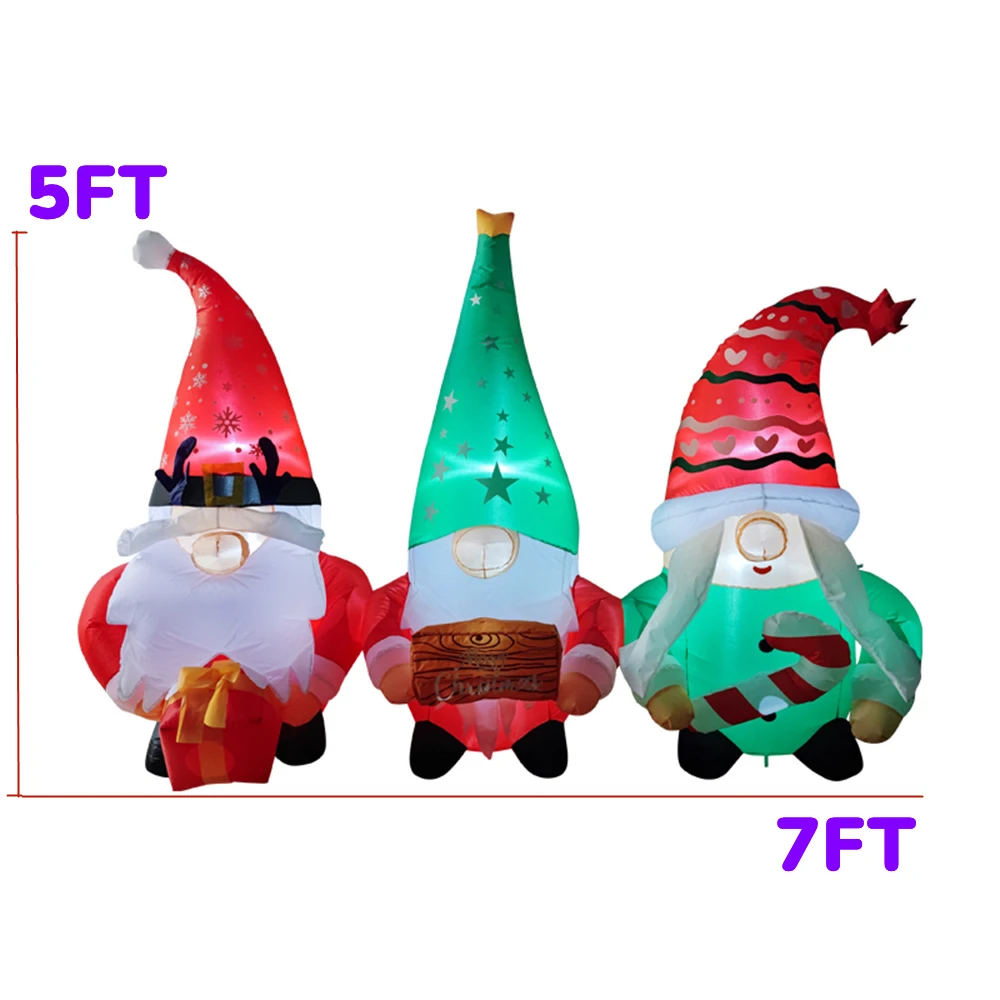 عيد الميلاد 7FT/2.1M نفخ ثلاثة الأقزام مع هدية زينة ساحة صندوق ، أضواء LED المدمجة ، لعيد الميلاد حديقة فناء الحديقة #6