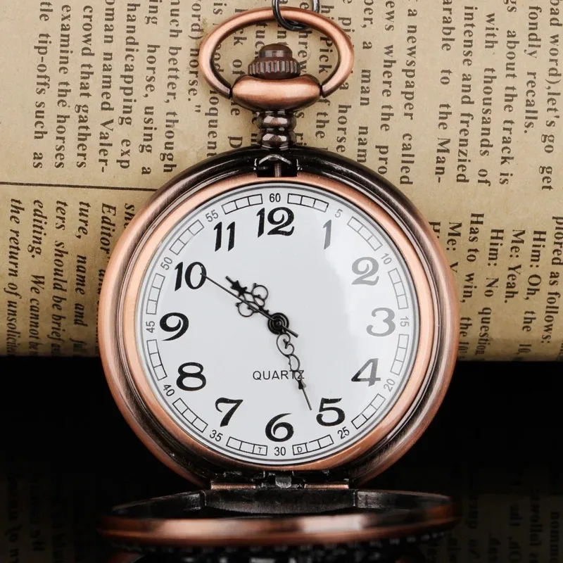 العتيقة الكلاسيكية الأحمر البني خمر الجوف كوارتز ساعة الجيب جمع العربية عرض ساعات الجيب للنساء الرجال كبار السن